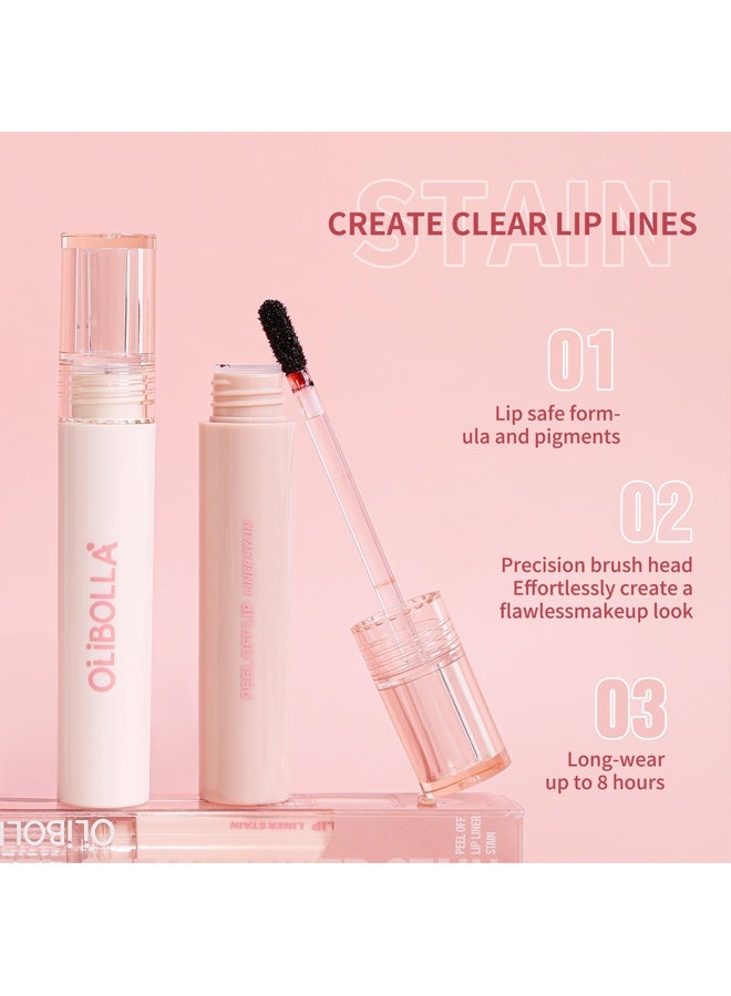 OLIBOLLA Peel Off Lip Liner Stain-Lip Liner Peel Off Lip Liner With Matte Finish, Long Lasting Lip Stain Peel Off Waterproof Plumps Up Lip Colour Lip Liner, Natural Instant Peel Off Lip Stain (#02) - Image 4